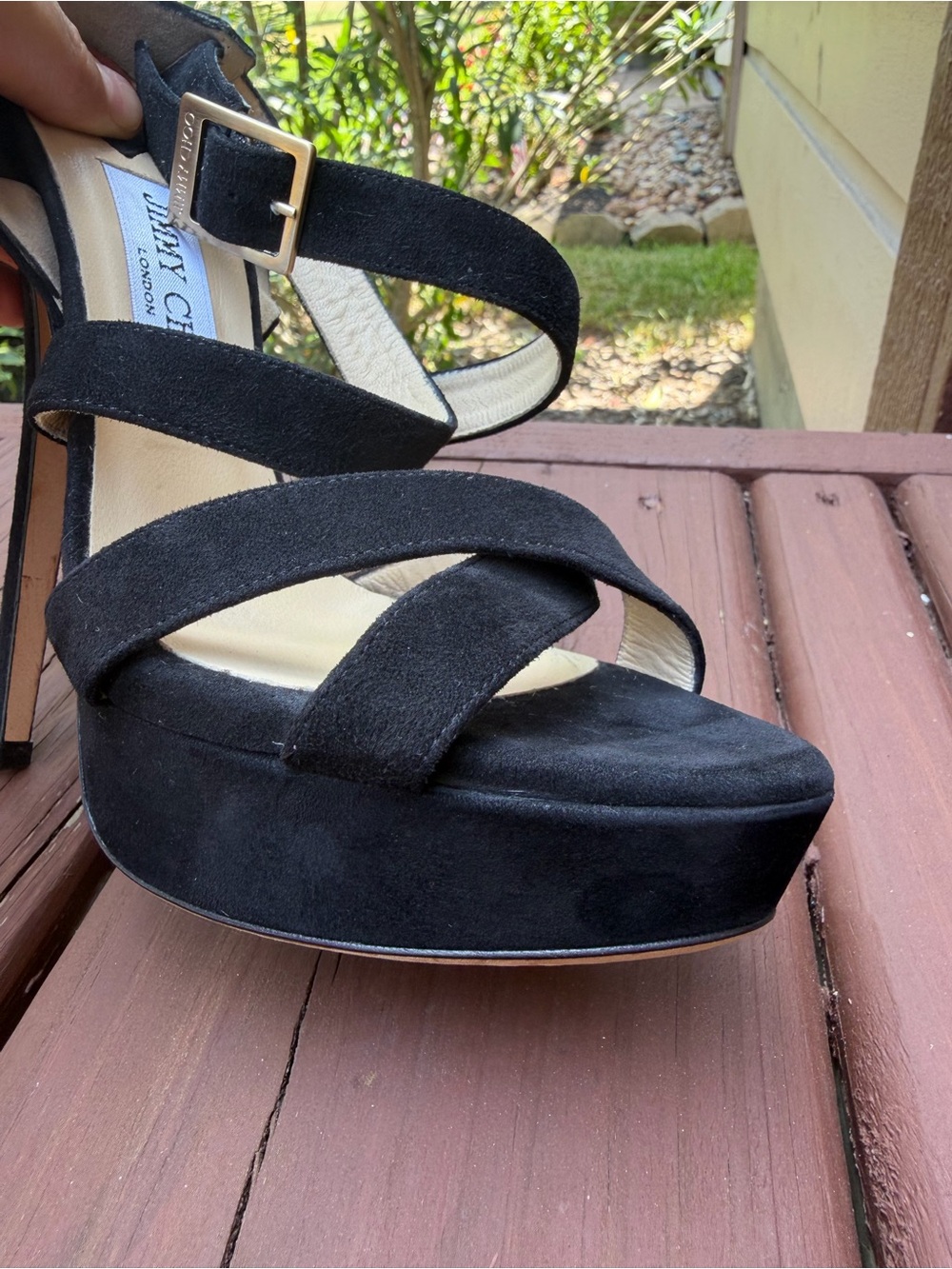 Jimmy Choo Louise Black Suede Platform Heels Size 38 US 7.5 - Picture 11 of 13